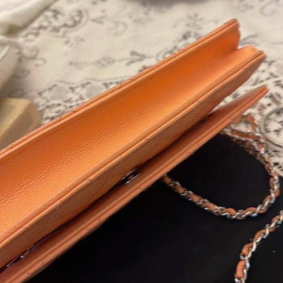 Authentic CHANEL Coral Pink Caviar Wallet on Chain - Picture 11 of 14